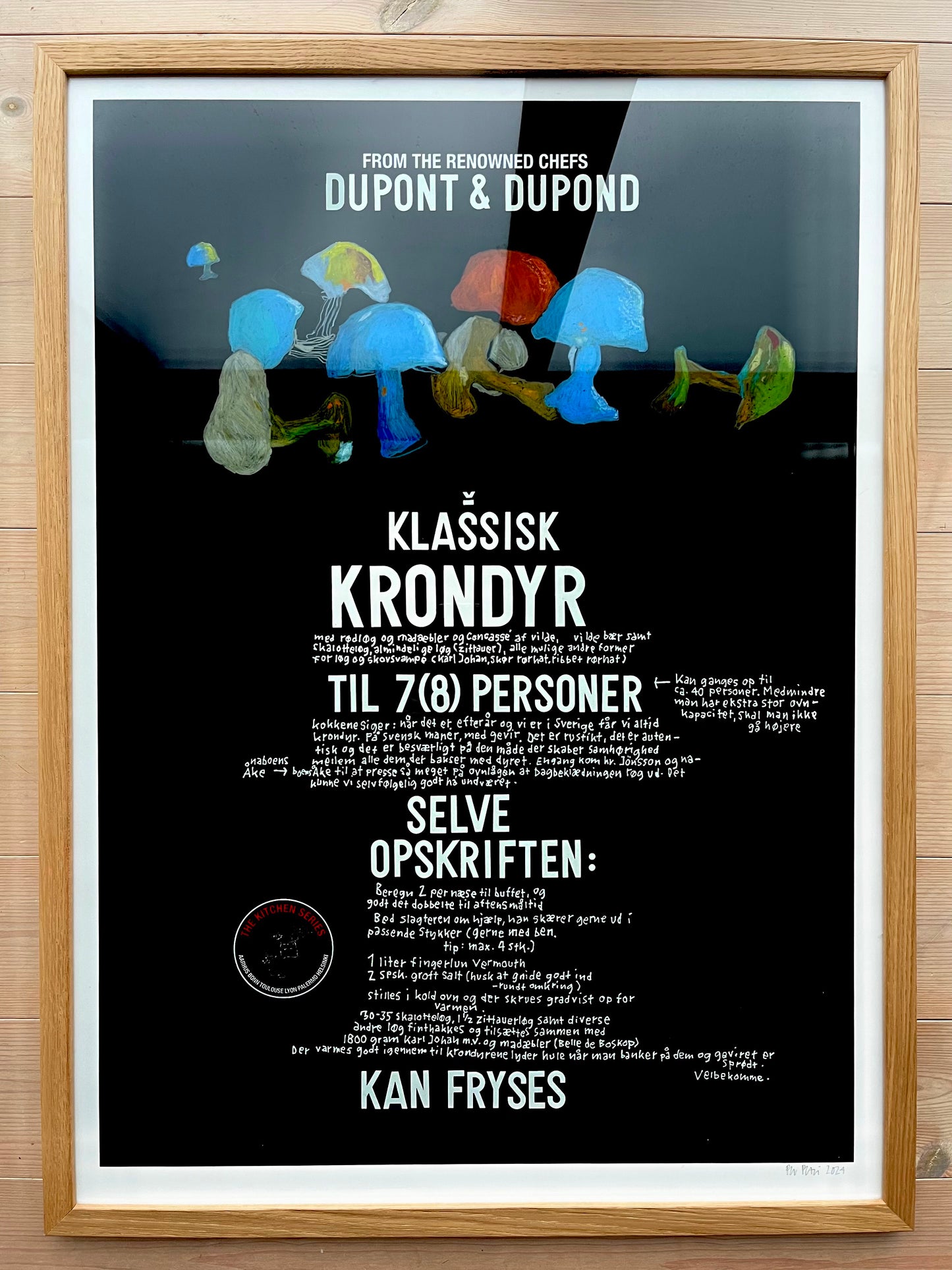 Klassisk Krondyr – Dupont & Dupond (blue, green, red and yellow mushrooms)